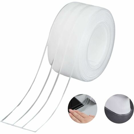 Waterproofing Strip,Bathroom Seal Double Fold Silicone White Self Adhesive Tub Tape/Waterproof Mildew Cockroach Prevention for Kitchen Sink 38mm × 3.2m - Transparent (1Pack)-