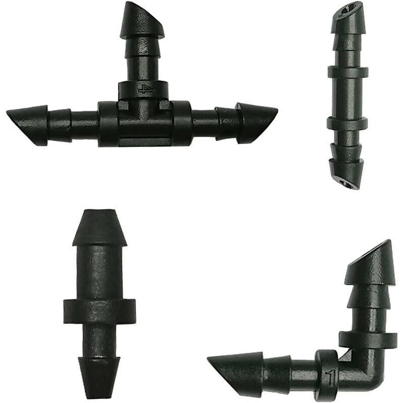 Watex - 1/4 Kit de raccords d'irrigation goutte à goutte 110 pièces pour tuyau d'irrigation goutte à goutte 1/4 - 50 raccords, 30 tés, 20 coudes, 10
