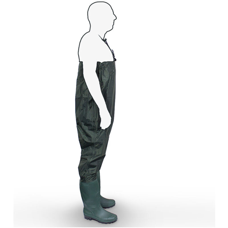 Gr BITUXX® Wathose 46 Fladen Anglerhose Angelhose Watstiefel Anglerstiefel