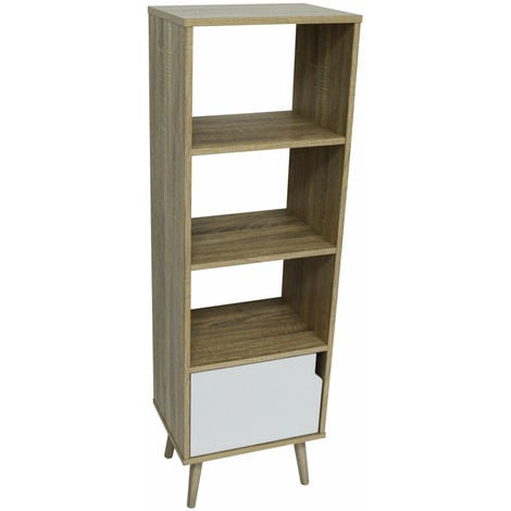 WATSONS - Tall Bookcase With Cupboard - Oak / White - Oak / White