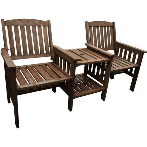 WATSONS - Two Seat Wooden Garden Bench Companion Set - Brown - Brown