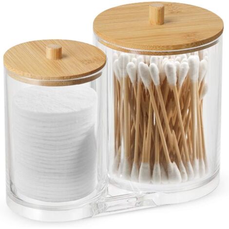 Wattespender, Wattebox, aus PS-Material, mit Holzdeckel (A)