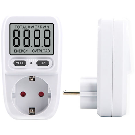 Wattmeter 230 V/16 A, Wattmeter, Steckdosen-Energiezähler, Energieverbrauchsmesser, Stromverbrauchsregler mit LCD-Display, maximale Leistung 3680 W (1 Stück)