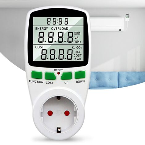 Wattmeter Socket, Energy Meters, Electricity Consumption Measurement, Digital Energy Meter Socket, Energy Consumption Meter with 8 Monitoring Modes and LCD Display for Home Office