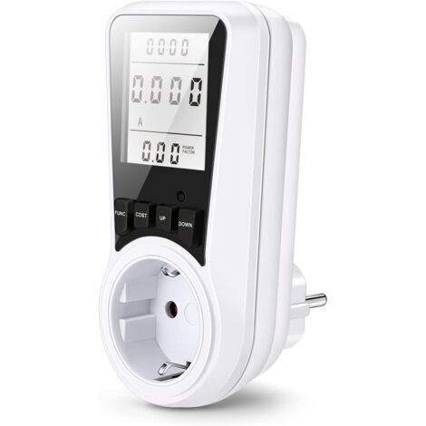 Wattmeter-Stecker mit hintergrundbeleuchtetem LCD-Display, misst den Stromverbrauch, 7 Überwachungsmodi, max. Leistung 3680 W, 1 Stück