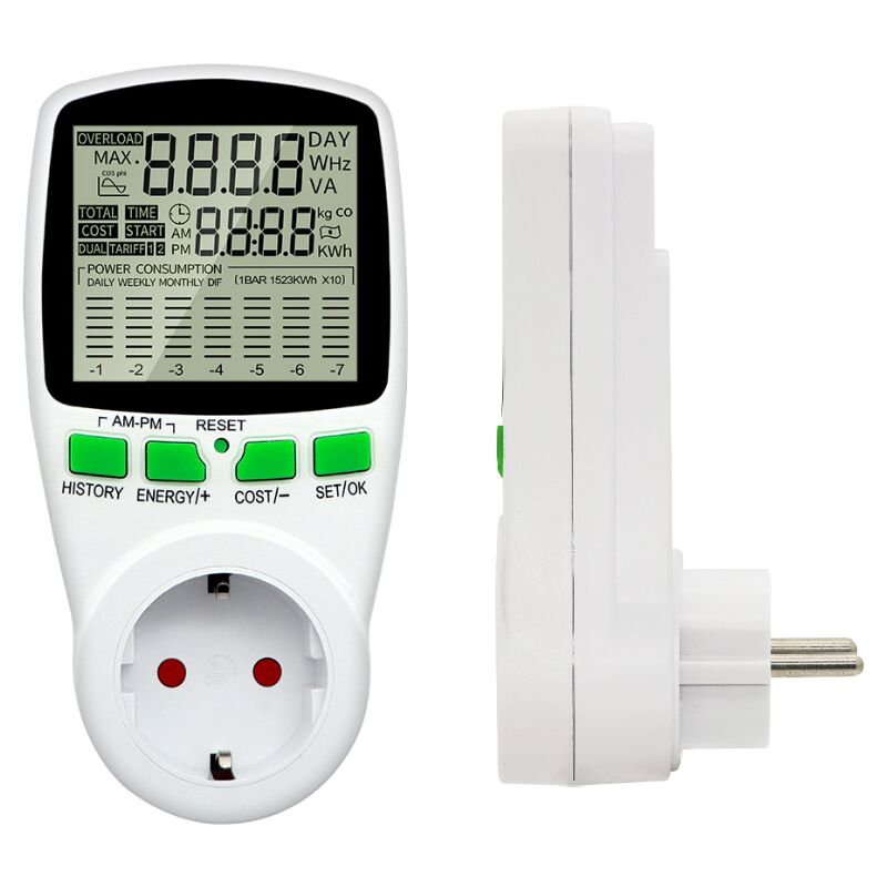 Memkey - Wattmètre 230 V/16 a- Compteur de Consommation Électrique - Prise Contrôle Cout Consommation Electrique - Prise Compteur d'Énergie avec