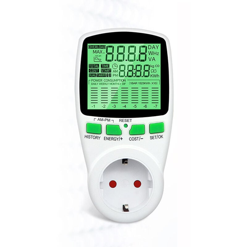 Ensoleille - Wattmètre compteur d'énergie électrique prise de facturation de mesure de puissance, prise de compteur électrique détecteur de puissance