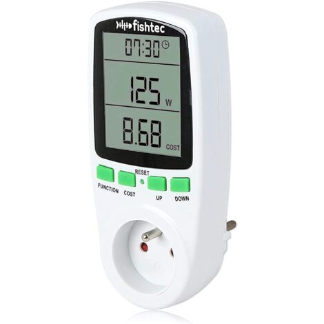 Wattmètre prise électrique LCD – Mesure consommation 220V – Courant 16A – Affichage puissance et coût énergie – Système de sécurité intégré