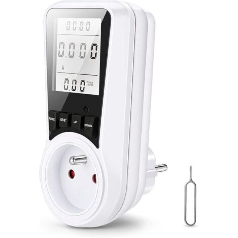 Wattmètre Prize Compt d'Energie, Prize Consommation Electrique with 7 Modes Surveillance et Écran LCD Rétroéclairé, Mesure Consommation Electrique pour Economie d'Energie, Puissance Maximum 3680W