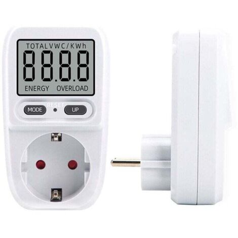 Wattmetro 230V/16A, contatore di energia con presa wattmetrica, misuratore di consumo energetico, regolatore di consumo elettrico con schermo LCD, potenza massima 3680W (1 pz.)