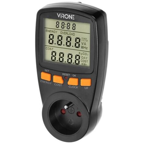 WATTMETRO ORNO A DOPPIA TARIFFA CON DISPLAY LCD NERO