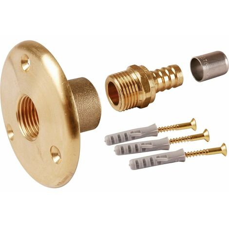 Watts – Applique traversée de cloison raccord à sertir Ø 12mm – Sortie F 1/2' – Laiton brut – Fixation solide avec vis