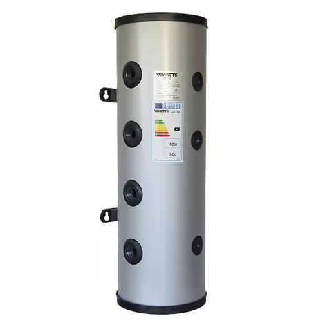 Watts – Ballon tampon 50L – Piquages 4x2 – Pression max 6 bar – Pour systèmes PAC et refroidissement – Optimise l'efficacité énergétique
