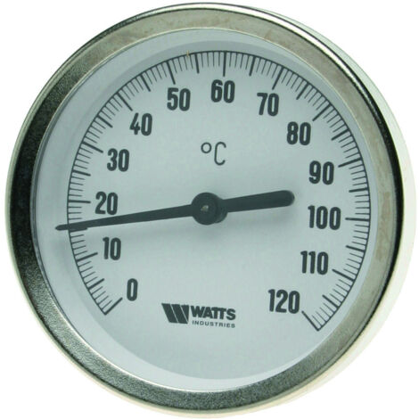 WATTS Bimetall-Zeigerth. T 80/100, R1/2" Du: 80mm, Fühlerl: 99 mm, 0-120 Gr. Kl.2