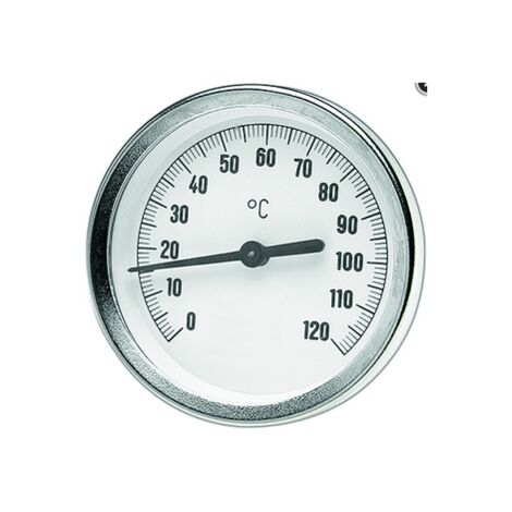 Watts Bimetall-Zeigerthermometer axial 0-120 GradC OR d= 63mm, Tauchhülse 50mm