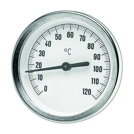 Watts Bimetall-Zeigerthermometer axial 0-120 GradC OR d= 63mm, Tauchhülse 75mm
