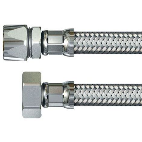 Watts – Flexible sanitaire inox Ø8mm – Femelle 3/8' (12x17) – Mâle 1/2' (15x21) – Longueur 30 cm – Débit 28L/min à 3 bars