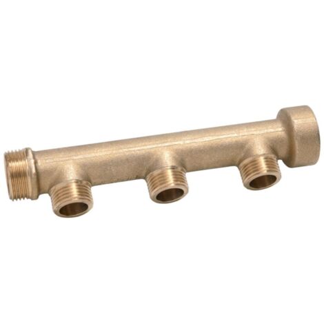 Watts – Rallonge nourrice 4 départs mâles 15x21 mm – Arrivée mâle 20x27 mm – Corps diamètre 22 mm – Testée à 10 bars