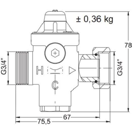 Watts – Réducteur de pression 3/4'' mâle femelle en laiton DZR – Pré-réglé à 4 bars – Plage de réglage 1,5 à 5 bars – Anti-corrosion