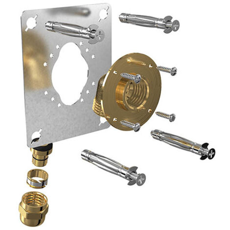 Watts – Sortie de cloison à compression Ø16-F 1/2 – Fixation rapide pour plaques de plâtre – Raccords agréés pour tube PER – Pression max 10 bar
