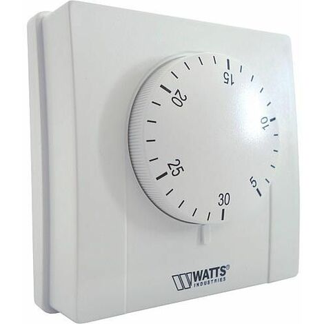 Watts – Thermostat de chaudière mécanique – Alimentation filaire – Plage de température 0°C à 50°C – Hystérésis 0,6°C – Classe de protection IP30