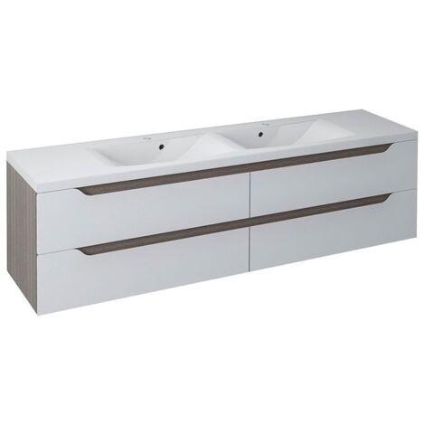WAVE Double Vanity Unité 179,7x50x47,8cm, blanc/mali wenge