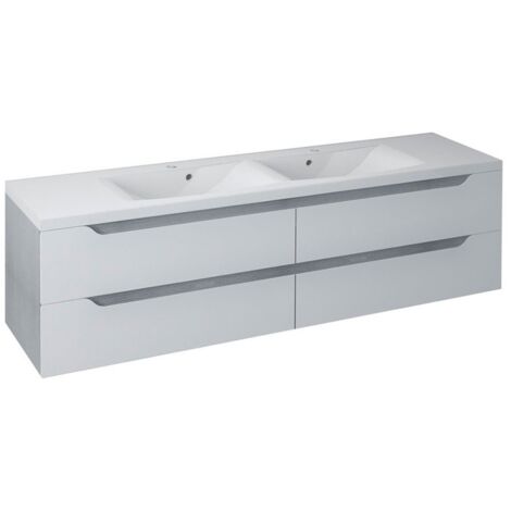 WAVE Double Vanity Unité 179,7x50x47,8cm, chêne blanc/argent