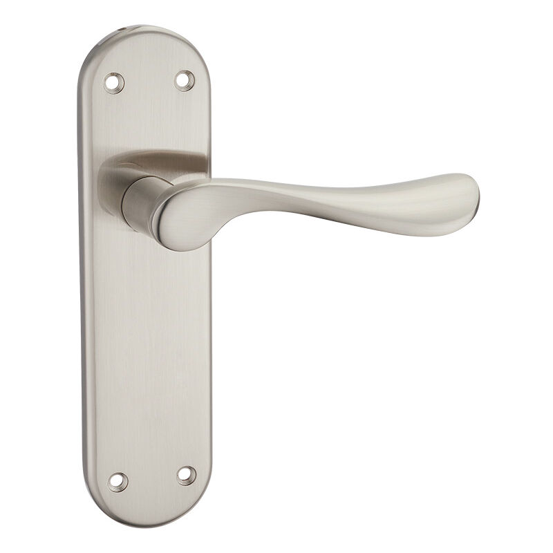 Wave Satin Nickel Lever Latch on Backplate