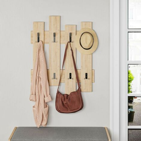Wave-Wandgarderobe aus Eiche mit 8 Haken