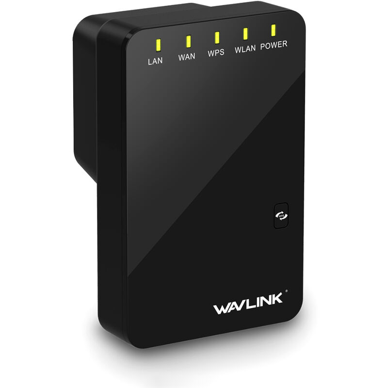 

WL-WN523N2 300Mbps repetidor inalambrico amplificador de senal WiFi Mini enrutador inalambrico con puertos de red duales enchufe de la UE, Negro,