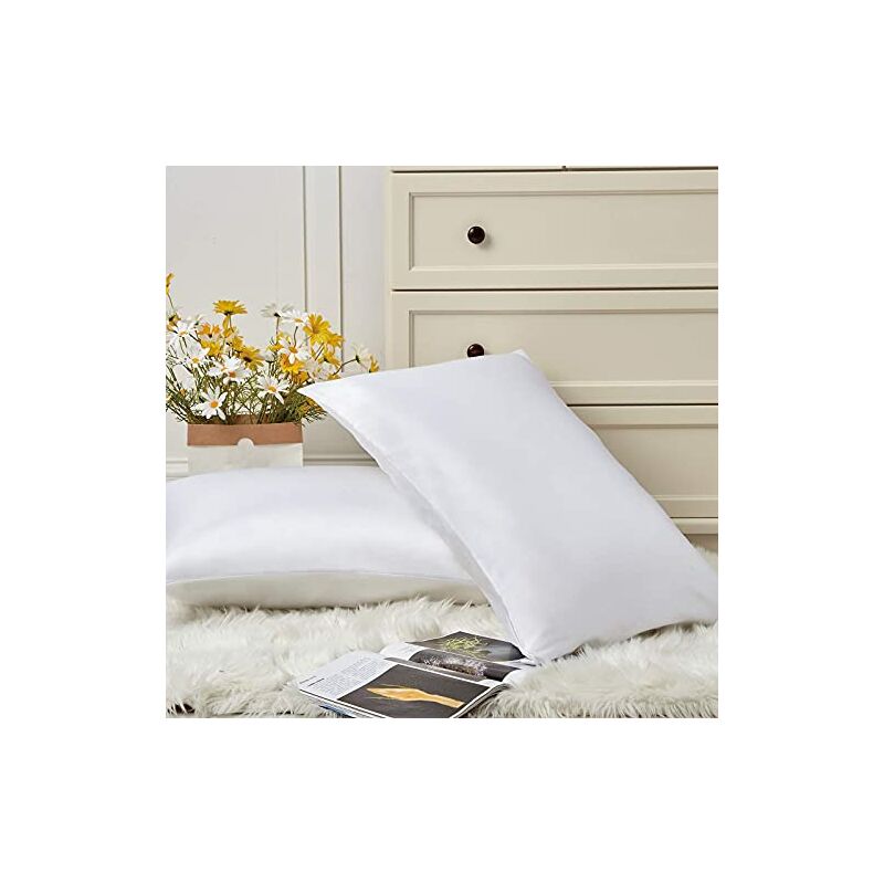 

Wavve Funda Almohada de Satén 50x75 cm, Juego de 2 Fundas para Almohadas 75x50 cm, 100% Microfibra, Liso, Save, Transpirable, Antiarrugas sin