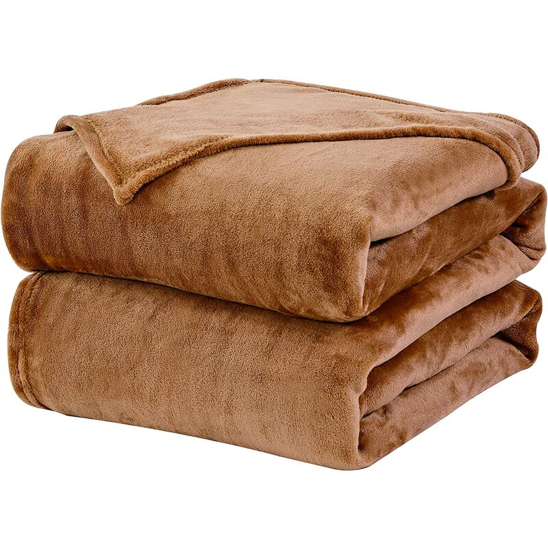 

Manta de Franela Reversible 130x150cm, 100% Microfibra Extra Suave, Transpirable para Cama, Sofá, Viaje, Camello - Wavve