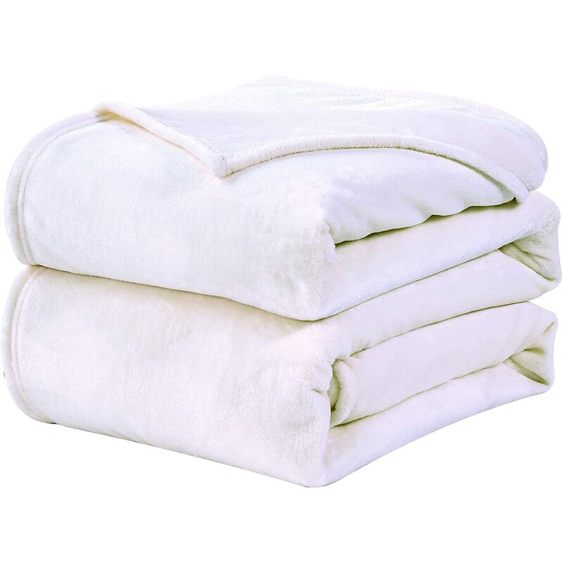 

Manta de Franela Reversible 130x150cm, 100% Microfibra Extra Suave, Transpirable para Cama, Sofá, Viaje, Marfil - Wavve