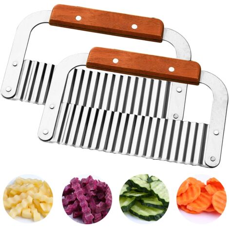 Wavy Blade Knife - 2 Pieces Stainless Steel Potato Slicing Knife - Vegetable - Onion - Cucumber
