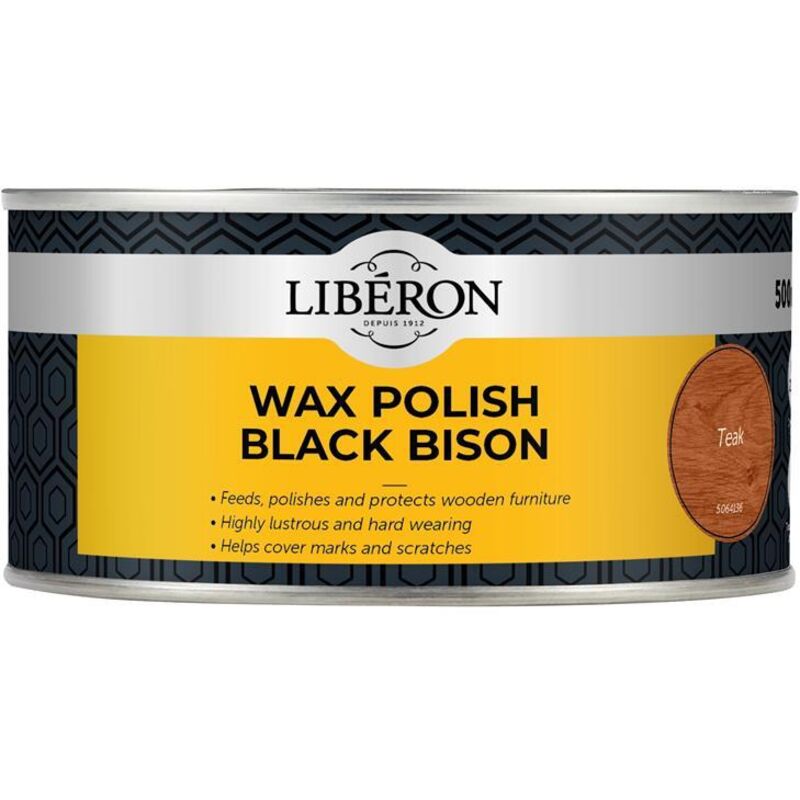 126879 Black Bison Wax Paste Teak 500ml LIBBPWT500N - Liberon