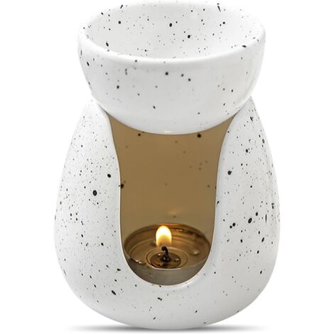 Waxbrander, geurbrander, kaarsenbrander, keramische diffuser, etherische oliebrander, aromatherapiebrander, kaarsenhouder voor Halloween, Kerstmis, verjaardagen (wit)