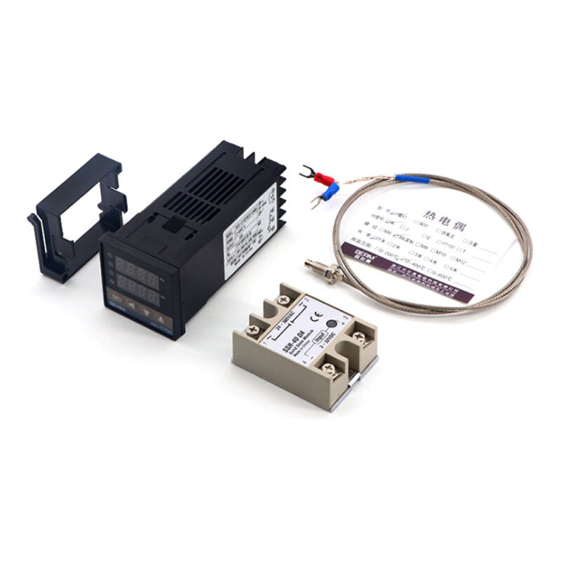 LIFCAUSAL REX-C100FK07-VAN Régulateur Thermique Intelligent avec Sortie SSR, Kit Complet SSR-40 DA + 3 Câbles M6 1Mètre - Pack 3 Pièces