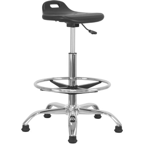 Waytex 78192 - Sgabello Alto da Lavoro, Seduta ergonomica, Regolabile in Altezza da 55 a 79 cm, con poggiapiedi in Metallo Cromato, Girevole a 360°