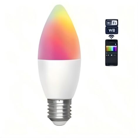 WB C37 E27 6,5W ampoule intelligente RGB+CCT, 555 lm, contrôle WiFi/Bluetooth