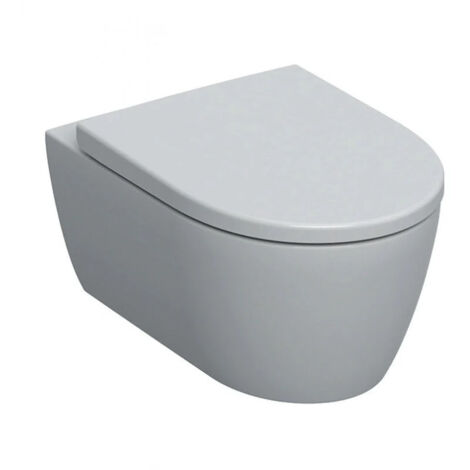 WC à fond creux Geberit iCon Rimfree fermé. Forme avec siège de toilette blanc KT