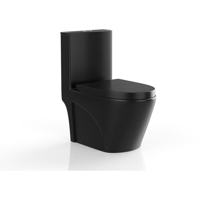 Vente-unique - wc à poser noir mat en céramique - Evacuation verticale - nagilam