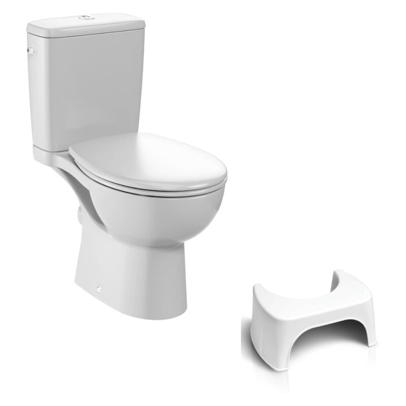 Jacob Delafon - wc à poser sans bride Gaspard + Tabouret physiologique blanc