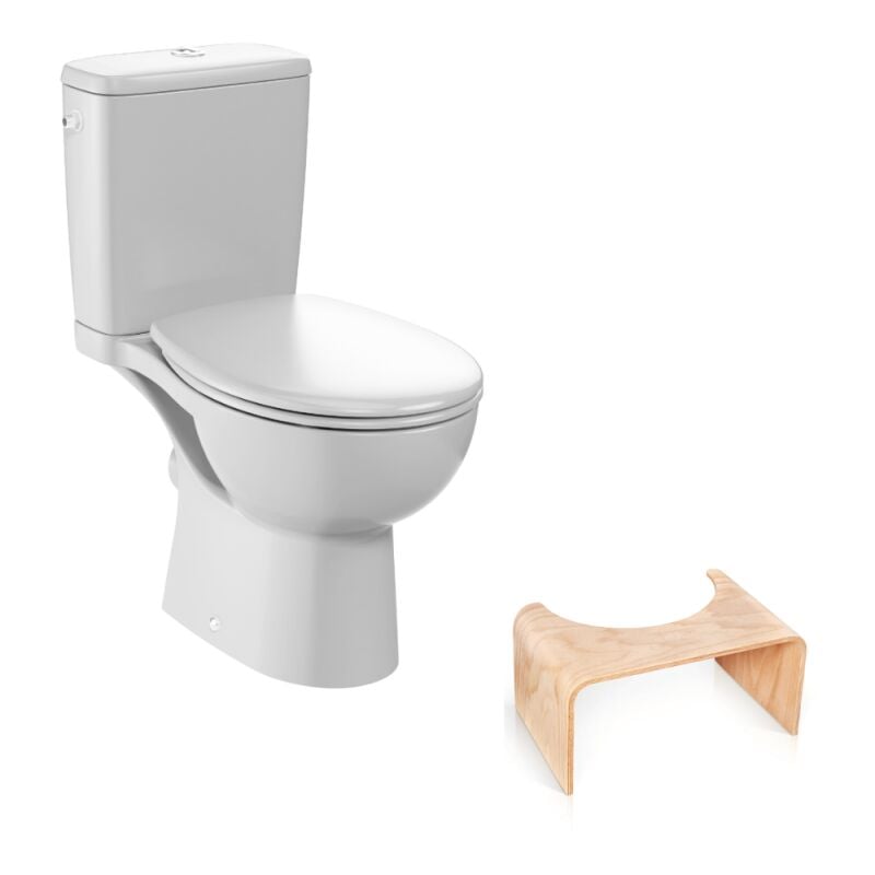 Jacob Delafon - wc à poser sans bride Gaspard + Tabouret physiologique bois