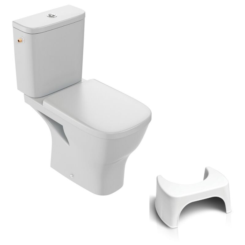 Jacob Delafon - wc à poser sans bride Struktura + abattant + Tabouret physiologique blanc