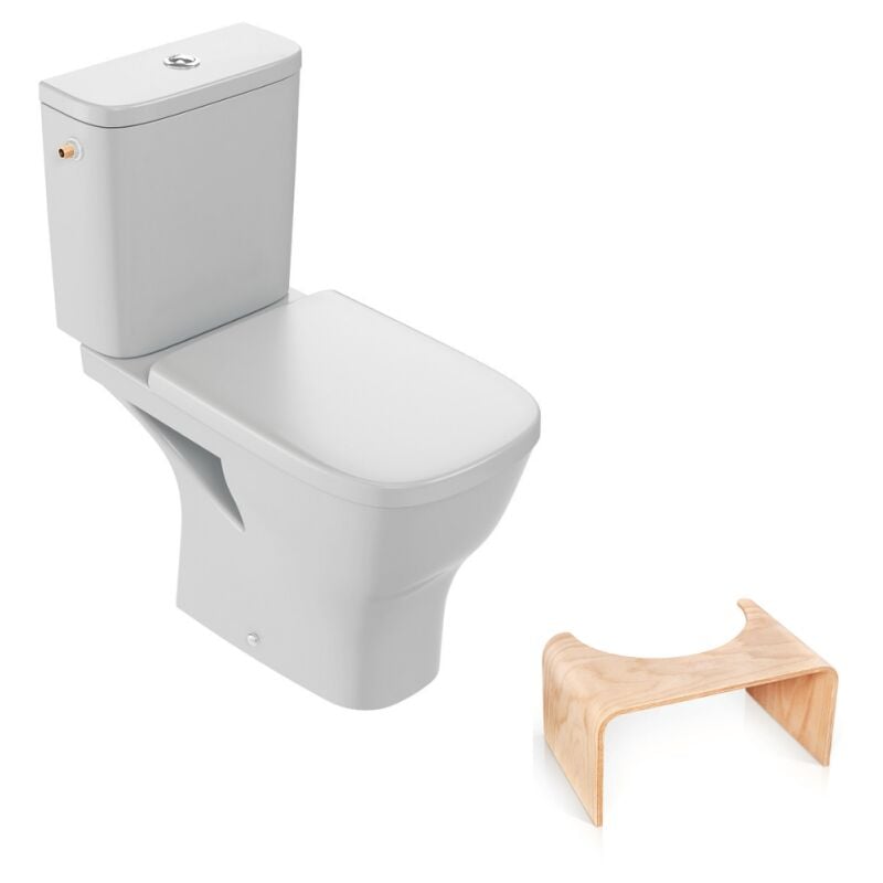 Jacob Delafon - wc à poser sans bride Struktura + abattant + Tabouret physiologique bois