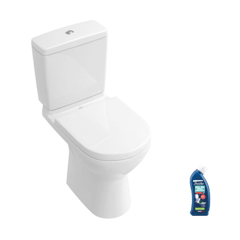 WC à poser VILLEROY ET BOCH O.novo avec abattant frein de chute déclipsable + nettoyant Briochin
