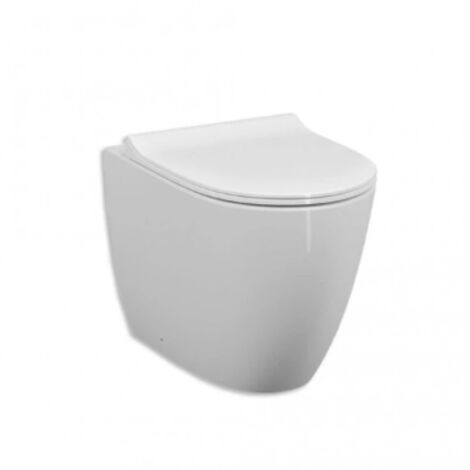 WC adossé au mur avec bonde Rimless en céramique blanc brillant - Vitra Sento - Avec abattant wc