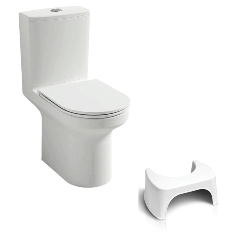 Jacob Delafon - wc au sol sans bride Elite + tabouret physiologique blanc