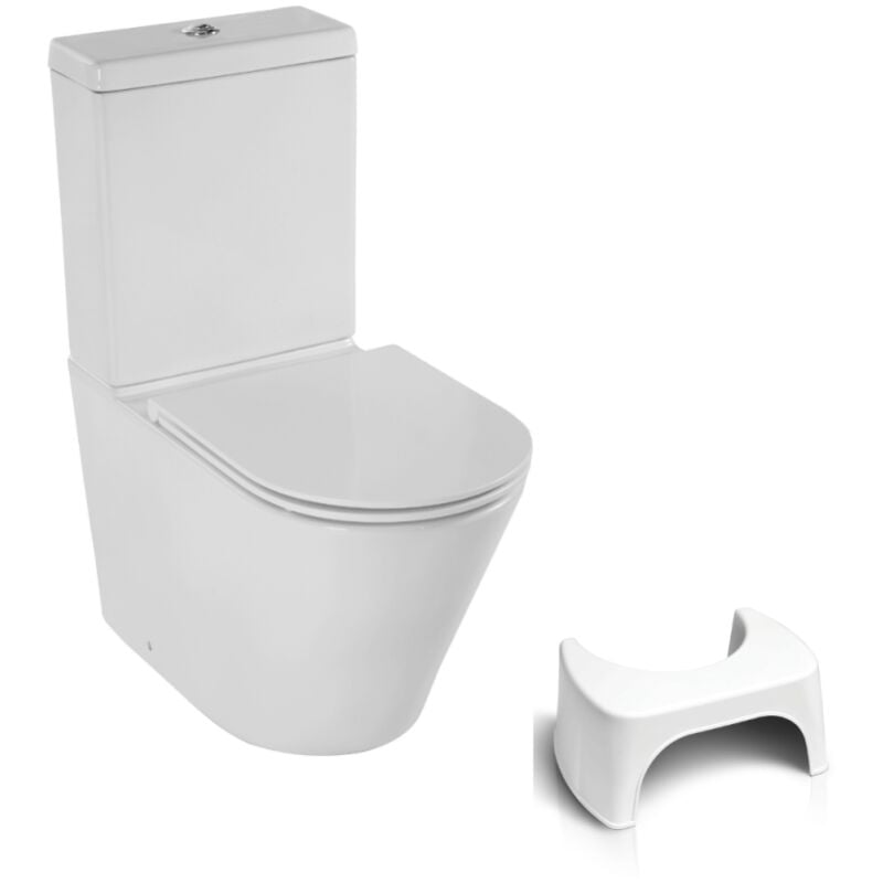 Jacob Delafon - wc au sol sans bride Rodin+ sortie vario + tabouret physiologique blanc