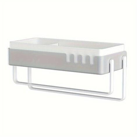 WC-Aufbewahrungsregal fürs Badezimmer, Wandregal ohne Bohren fürs Badezimmer, Handtuchhalter, Doppelstöckiges Organizer-Regal mit Haken